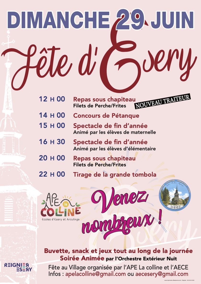 Ce 29 Juin, ça va être la fête à Esery !!!