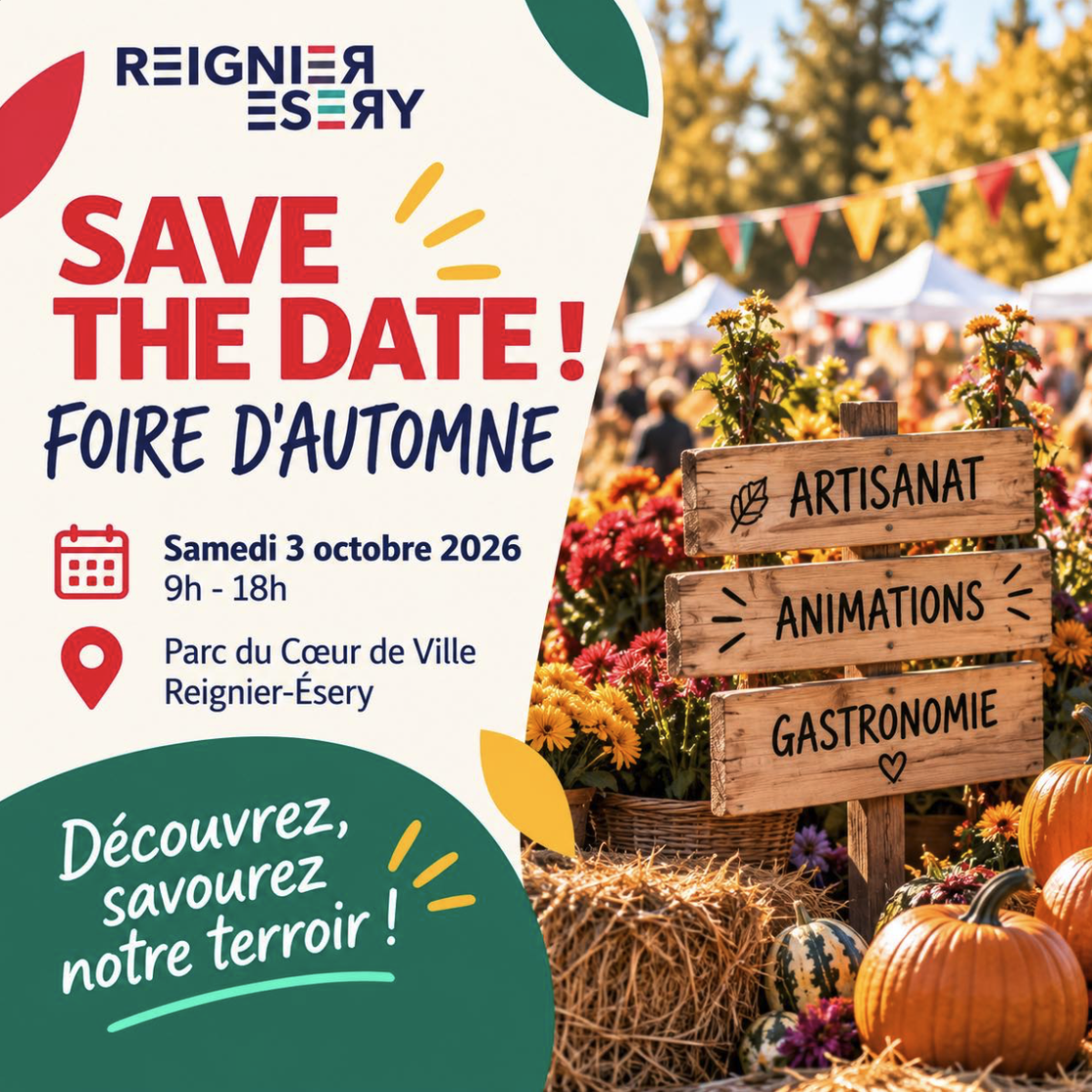 Save the Date - Foire d'Automne 2026, samedi 3 octobre, Parc du Cœur de Ville, Reignier-Ésery